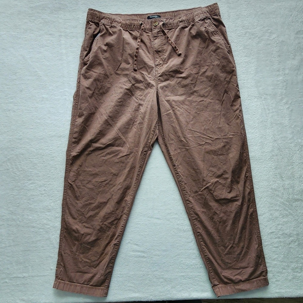 George Ripstop Jogger Pants Mens XL Brown Elastic Waist Drawstring 40W 29L‎